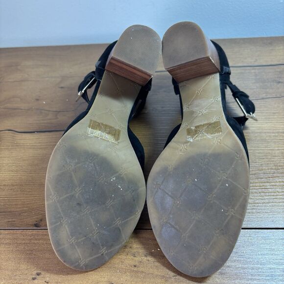 Jack Rogers Cameron Sandals Black Suede Open Toe Ankle Strap Block Heel Wms 6.5 - Picture 9 of 12